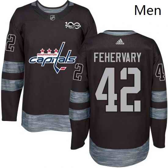 Mens Adidas Washington Capitals 42 Martin Fehervary Authentic Black 1917 2017 100th Anniversary NHL Jersey